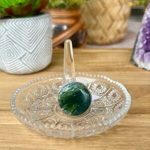 Moss Agate - Size 7 - Sterling Silver